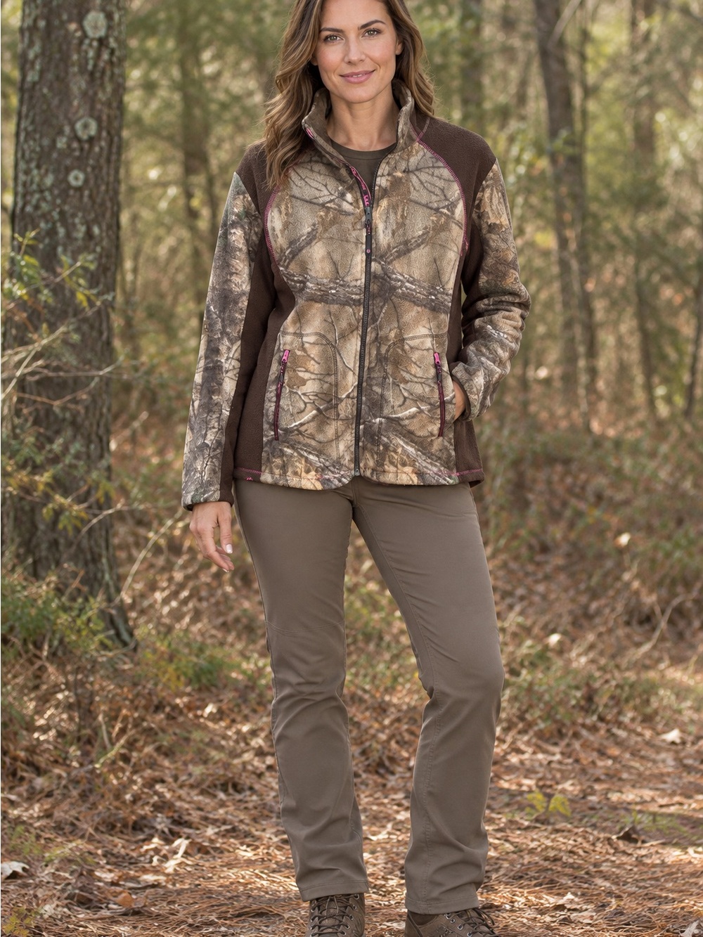 Women’s Camo Utility Jacket with Brown Panels